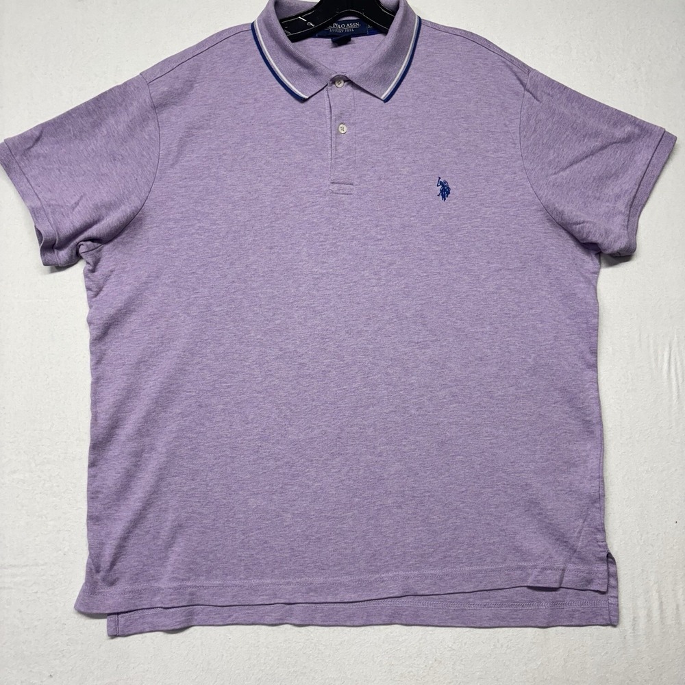 US Polo Assn Polo Shirt Men Purple Size XL Slim Fit